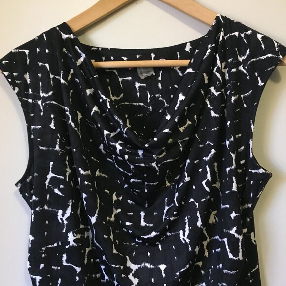 Not Just Pants Ink Blotched Ruched Waist Cowl Neck Tank Top - Picture 3 of 14